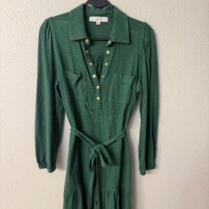Dark green tie dress